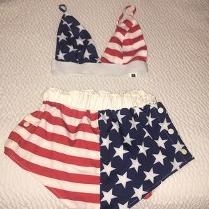 FORTH OF JULY American Flag bikini-shorts set